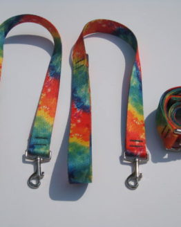 Wishbone leash tye dye rainbow pattern